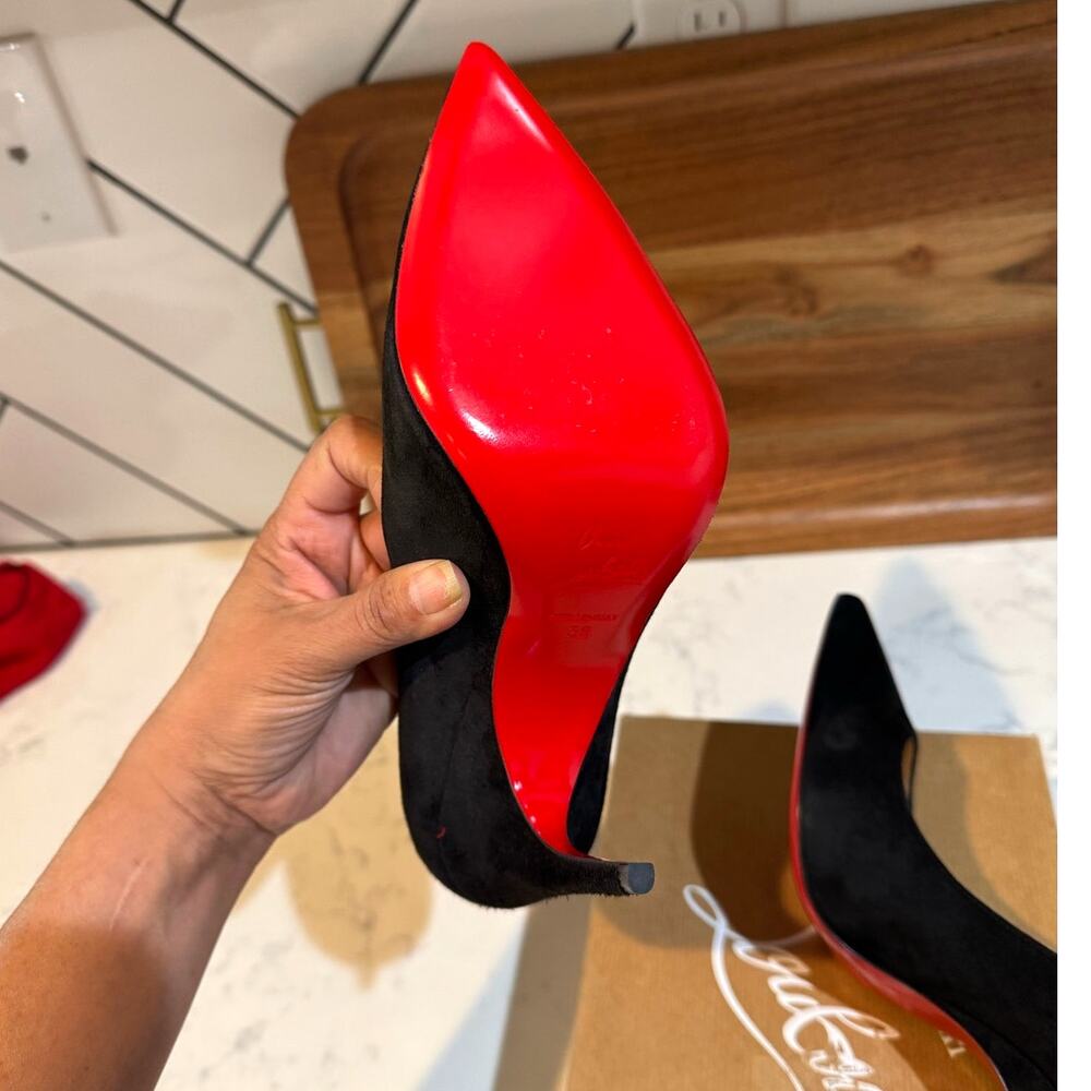 Christian Louboutin Alminette black suede 100MM pointed-toe pump size 38W2 - Picture 7 of 15